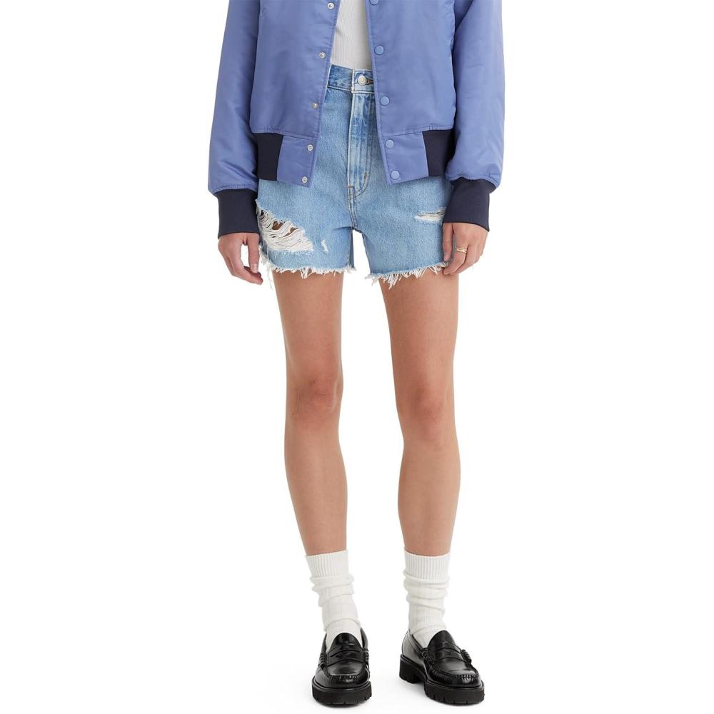 imageLevis Womens High Waisted Mom Shorts Also Available in PlusLight Indigo Stonewash