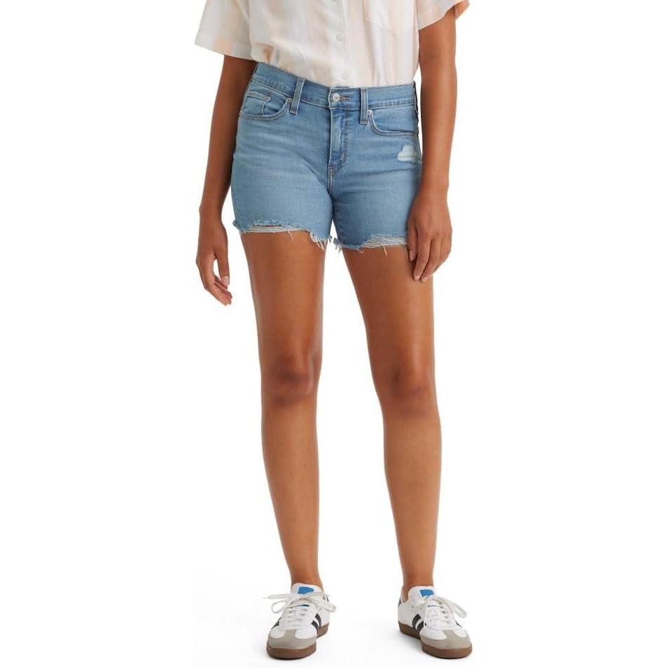 imageLevis Womens Mid Length Shorts Soft Clean White 32Im Just a Fan