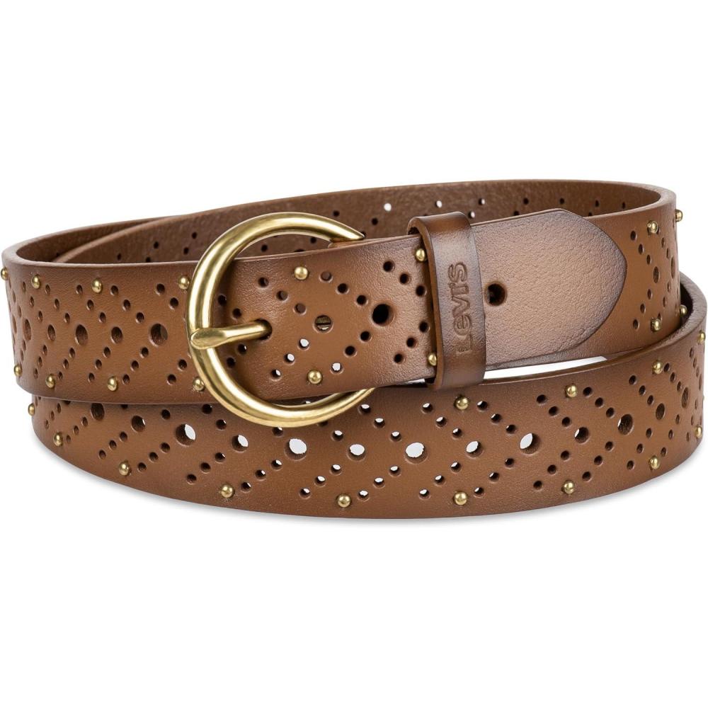 imageLevis Womens MultiPerforate Fully Adjustable Casual Belt for Jeans Trousers and DressesTan