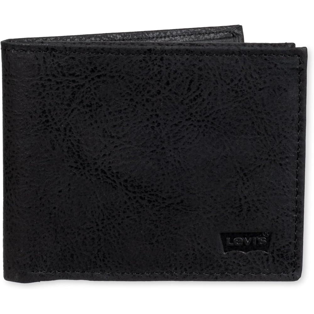 imageLevis mens Classic Bifold Passcase Wallet With Multiple Card Slots and Id Window Brown WesternBlack Embossed
