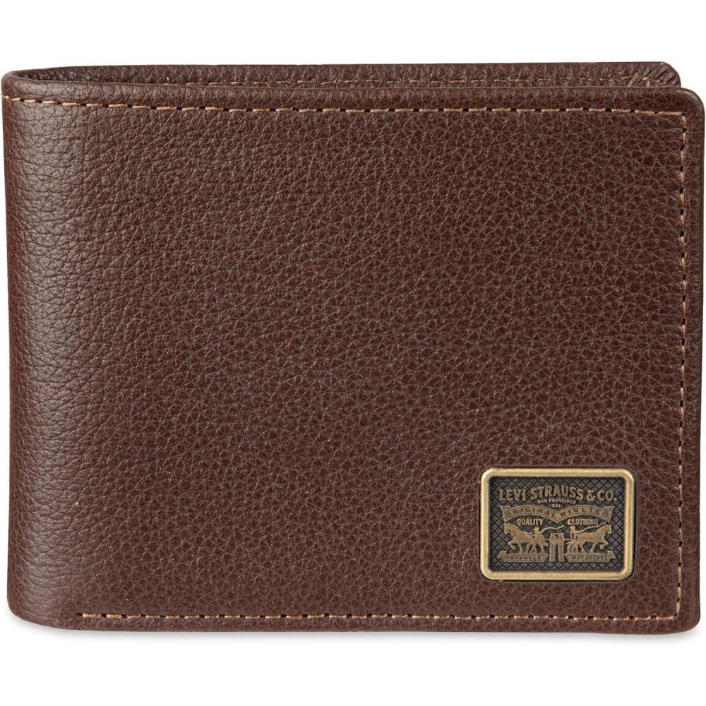 imageLevis mens Classic Bifold Passcase Wallet With Multiple Card Slots and Id Window Brown WesternBrown Ornament