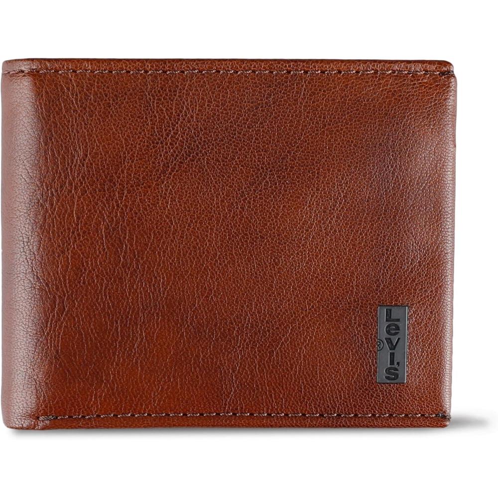 imageLevis mens Classic Bifold Passcase Wallet With Multiple Card Slots and Id Window Brown WesternBrown Traveler