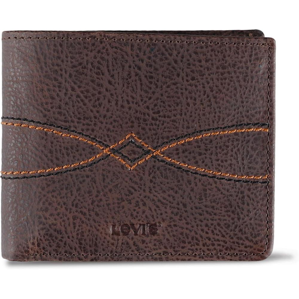 imageLevis mens Classic Bifold Passcase Wallet With Multiple Card Slots and Id Window Brown WesternBrown Western