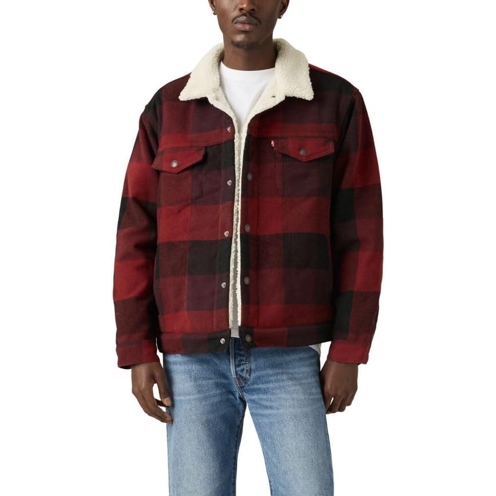 imageLevis mens Relaxed Fit TruckerLaredo Plaid Decadent Chocolate Non Stretch