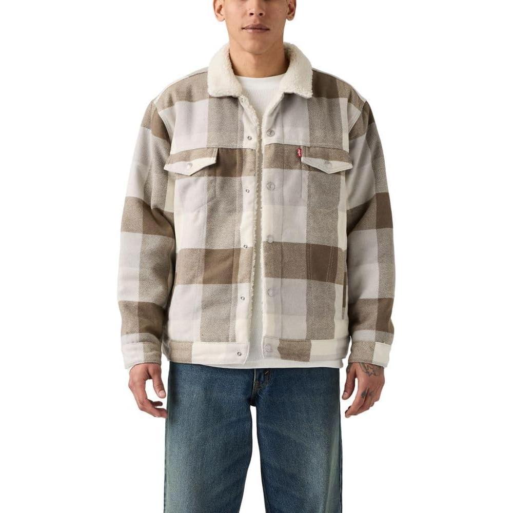 imageLevis mens Relaxed Fit TruckerLaredo Plaid Drizzle Non Stretch