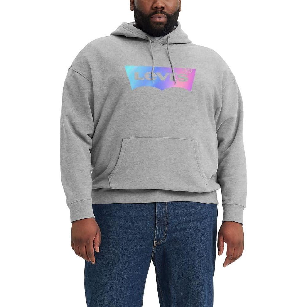 imageLevis mens Relaxed Graphic Hoodie Also Available in Big amp TallBatwing Expression Midtone Heather Grey