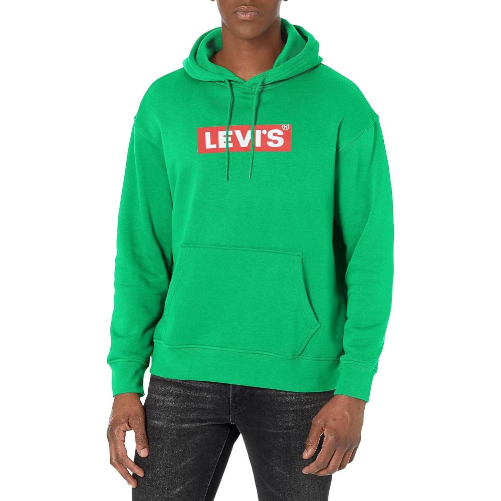 imageLevis mens Relaxed Graphic Hoodie Also Available in Big amp TallCore Boxtab Bright Green