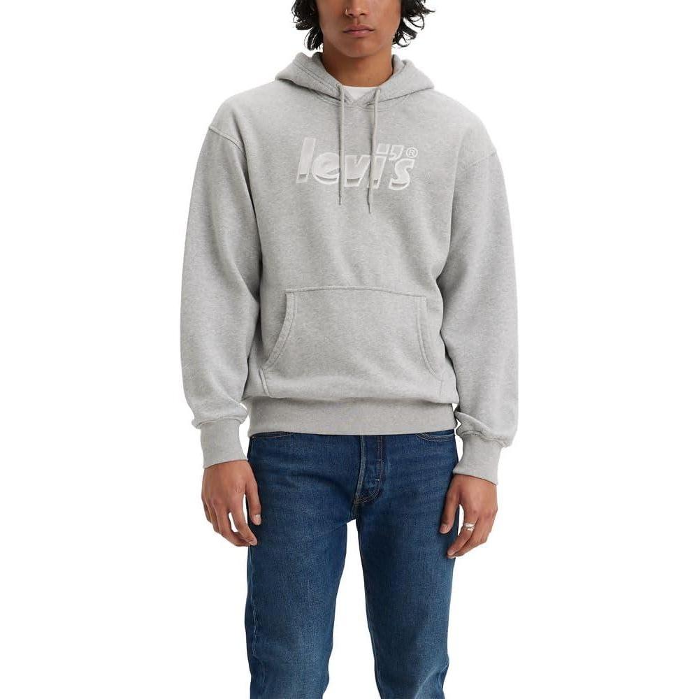 imageLevis mens Relaxed Graphic Hoodie Also Available in Big amp TallExpression Poster Logo Midtone Heather Grey