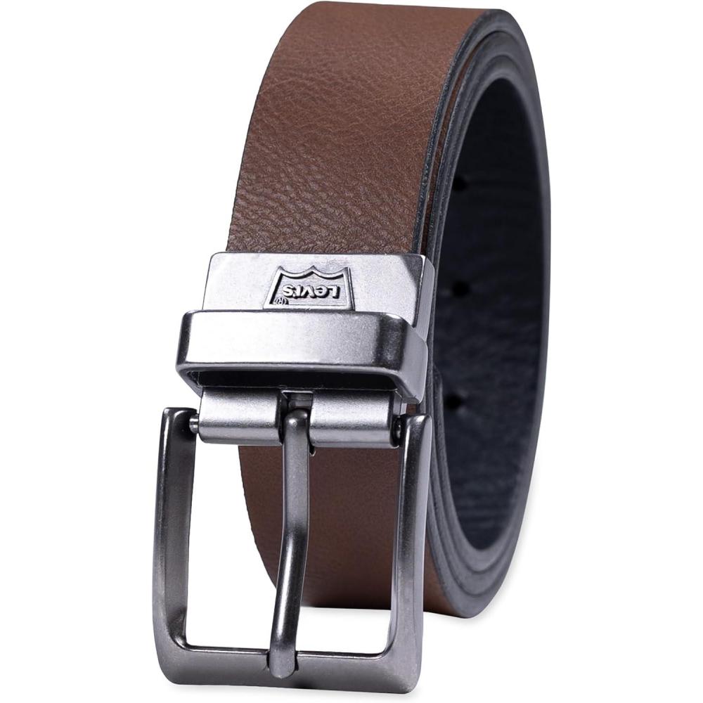 imageLevis mens Reversible Casual Jeans BeltBrownBlack Cut Edge