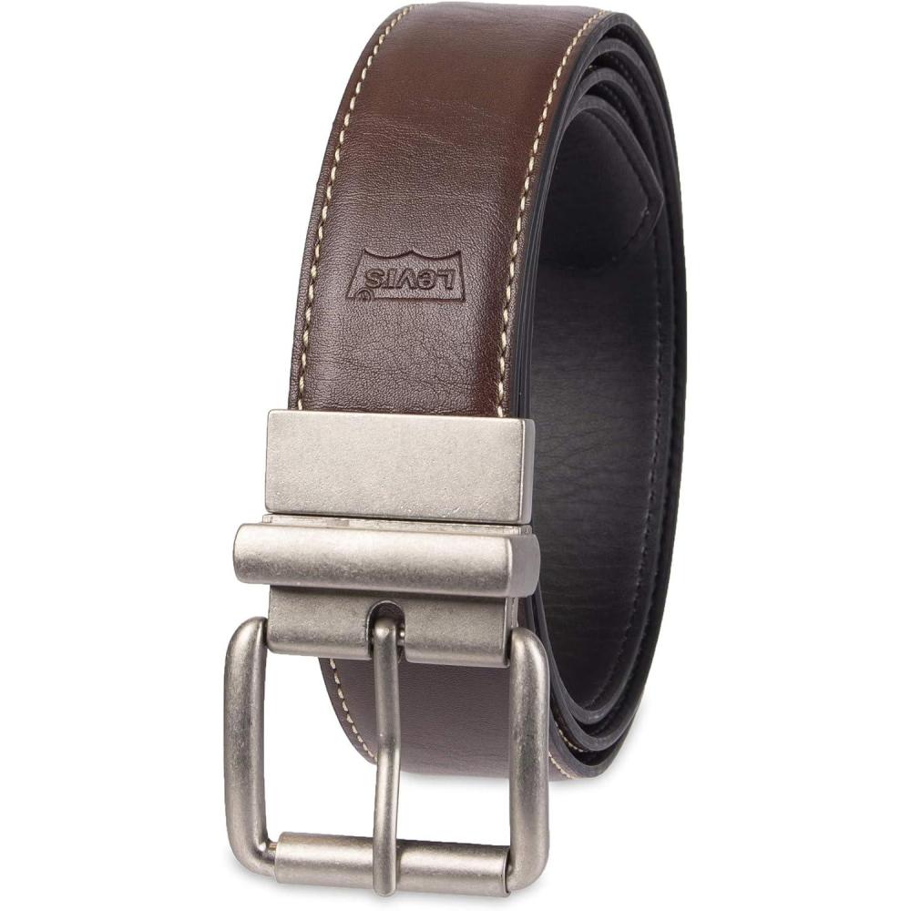 imageLevis mens Reversible Casual Jeans BeltBrownBlack Jones