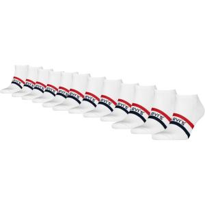 Levi’s Men’s 12-pack Low Cut Socks, Cushioned Footbed, Arch Support & Mesh Ventilation(White/Navy Blazer/Red)