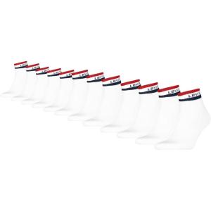 Levi’s Men’s 12-pack Quarter Crew Socks, Cushioned Footbed, Arch Support & Mesh Ventilation(White/Navy Blazer/Red)