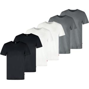 Levi’s Men’s 6-Pack Basic Crew Neck T-Shirt, Soft Cotton, Tag-Free, Breathable Comfort(Black/White/Grey Combo)