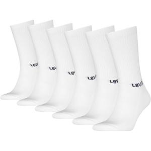 Levi’s Men’s 6-pack Crew Socks, Cushioned Footbed, Arch Support & Mesh Ventilation(White/Navy Blazer)
