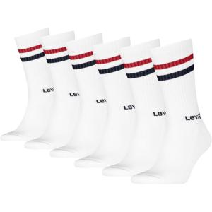 Levi’s Men’s 6-pack Crew Socks, Cushioned Footbed, Arch Support & Mesh Ventilation(White/Navy Blazer/Red)