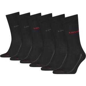 Levi’s Men’s 6-pack Crew Socks, Lightweight, Arch Support & Mesh Ventilation(Black/Dark Shadow/Red)