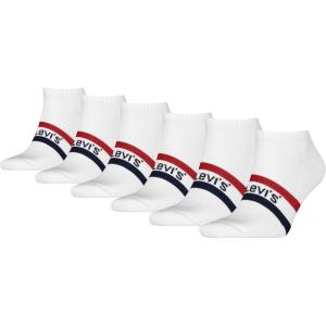 Levi’s Men’s 6-pack Low Cut Socks, Cushioned Footbed, Arch Support & Mesh Ventilation(White/Navy Blazer/Red)