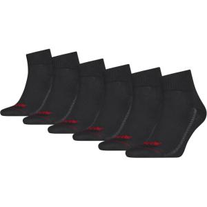 Levi’s Men’s 6-pack Quarter Crew Socks, Lightweight, Arch Support & Mesh Ventilation(Black/Dark Shadow/Red)