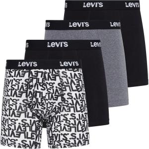 Levi’s Mens Boxer Briefs Breathable Stretch Underwear 4 Pack(Scribble Logo  Caviar  B25heathergrey  Caviar)