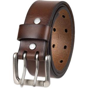 Levi’s Men’s Casual Everyday Jean Belt with Double Prong Buckle(Brown Rivets)