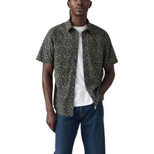 Levi’s Men’s Classic 1 Pocket Short Sleeve Button Up Shirt (Also Available in Big)(Lottie Floral Navy Blazer Stretch Poplin)