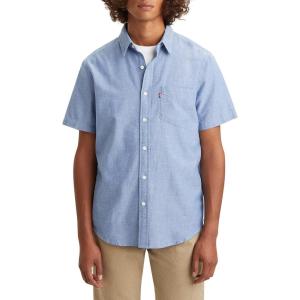 Levi’s Men’s Classic 1 Pocket Short Sleeve Button Up Shirt (Also Available in Big)((New) Deja Vu Blue)