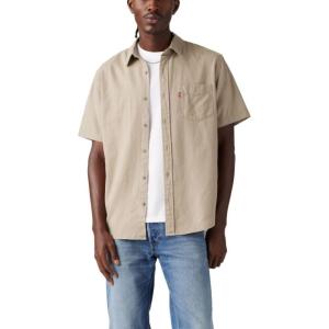 Levi’s Men’s Classic 1 Pocket Short Sleeve Button Up Shirt (Also Available in Big)(Vintage Khaki Cotton Linen)