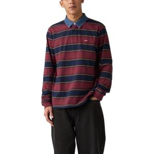Levi’s Men’s Classic Long Sleeve Rugby Shirt(Inigo Stripe Tawny Port)