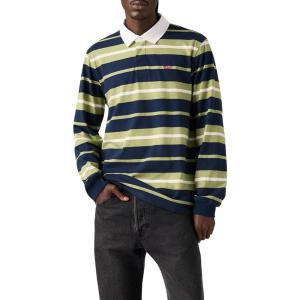 Levi’s Men’s Classic Long Sleeve Rugby Shirt((New) Fuse Stripe Navy Blazer)