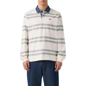 Levi’s Men’s Classic Long Sleeve Rugby Shirt((New) Timmothy Stripe Egret)