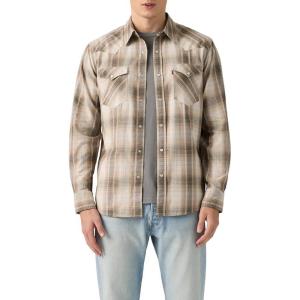 Levi’s Men’s Classic Western Shirt (Also Available in Big & Tall)((New) Floyd Plaid White Pepper)