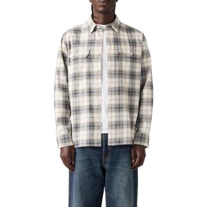 Levi’s Men’s Classic Worker Long Sleeve Shirt((New) Ehsan Plaid Egret)
