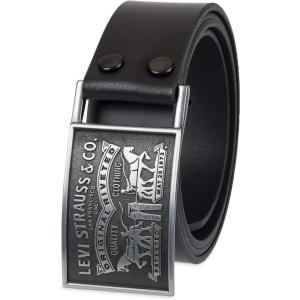 Levi’s Men’s Leather Jean Belt with Removable Plaque Buckle, Western‑Style Cowboy Belt for Everyday Wear(Black Snap)