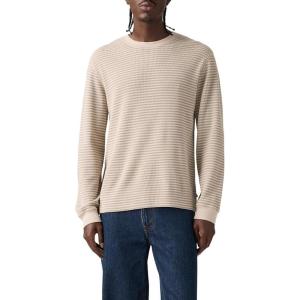 Levi’s Men’s Long Sleeve Relaxed Thermal Shirt((New) Hesper Stripe Vintage Khaki)