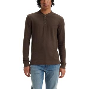 Levi’s Men’s Long Sleeve Thermal 3 Button Henley(Chocolate Brown)