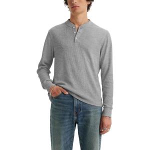 Levi’s Men’s Long Sleeve Thermal 3 Button Henley(Mid Tone Grey Heather)