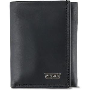 Levi’s Men’s RFID Trifold Wallet-Sleek and Slim Includes ID Window and Credit Card Holder(Black Xcap)