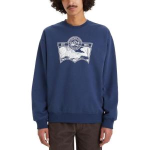 Levi’s Men’s Relaxed Graphic Crewneck Sweatshirt(Crest Crew Dress Blues)