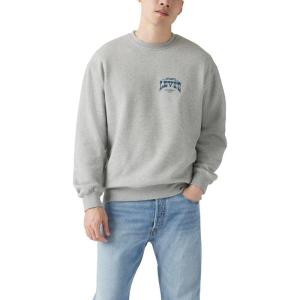 Levi’s Men’s Relaxed Graphic Crewneck Sweatshirt((New) Heritage Americana Levis Mid Tone Heather Grey)
