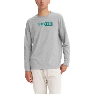 Levi’s Men’s Relaxed Graphic Long Sleeve T-Shirt(Boxtab Midtone Heather Grey)