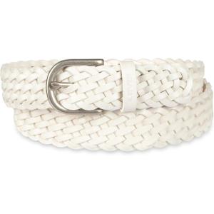 Levi’s Women’s Fully Adjustable Casual Leather Braided Belt for Jeans and Dresses(White)