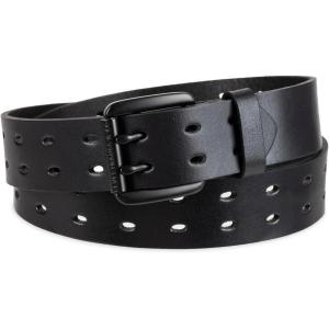 Levi’s Women’s Fully Adjustable Perforated Leather Casual Jean Belt with Double Prong Buckle(Black)