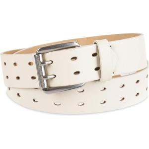 Levi’s Women’s Fully Adjustable Perforated Leather Casual Jean Belt with Double Prong Buckle(Ivory)