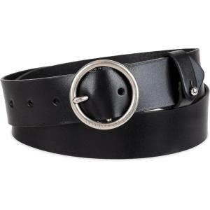 Levi’s Women’s Genuine Leather Casual Jean Round Buckle Belt(Black)