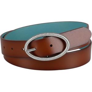 Levi’s Women’s Two-in-One Reversible Twisted Centerbar Casual Leather Jean Belt Flip-to-Reverse Buckle(Tan/Blue)