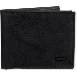 Levi’s mens Classic Bifold Passcase Wallet With Multiple Card Slots and Id Window Brown Western(Black Embossed)