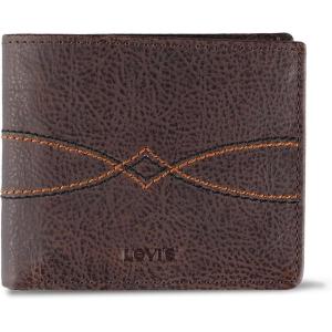Levi’s mens Classic Bifold Passcase Wallet With Multiple Card Slots and Id Window Brown Western(Brown Western)