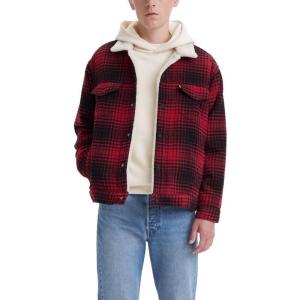 Levi’s mens Relaxed Fit Trucker((New) Harvey Plaid Rhythmic Red)