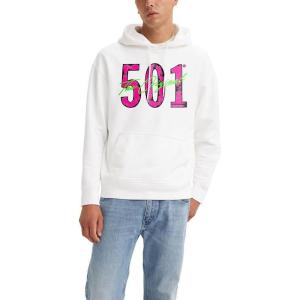 Levi’s mens Relaxed Graphic Hoodie (Also Available in Big & Tall)((New) 501 Original Hoodie White Graphic)