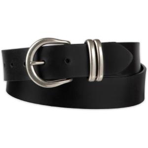 Womens Round Cut Edge Logo Loop Jean Belt(Black Metal Loop)